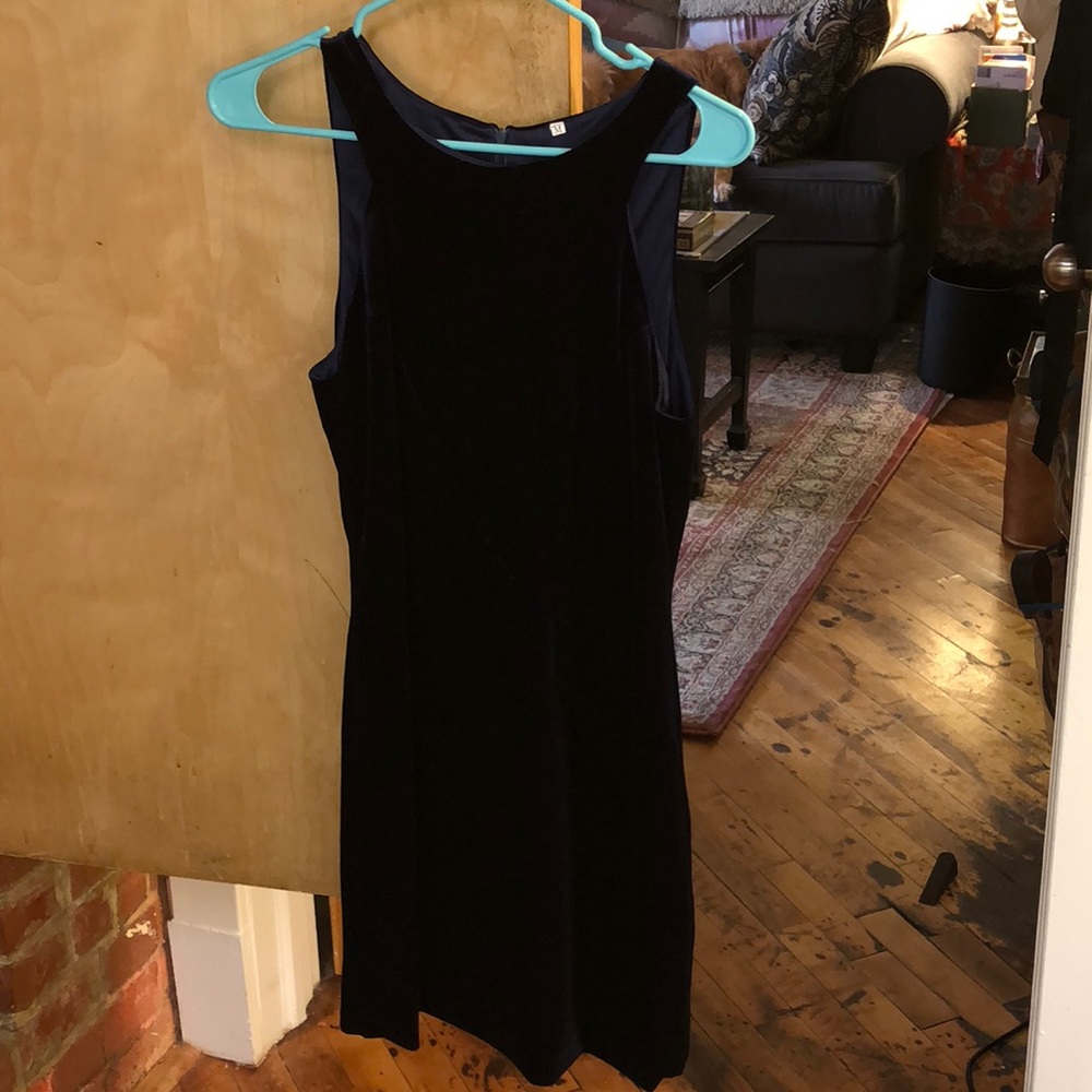 Beautiful velvet vintage dress, navy blue